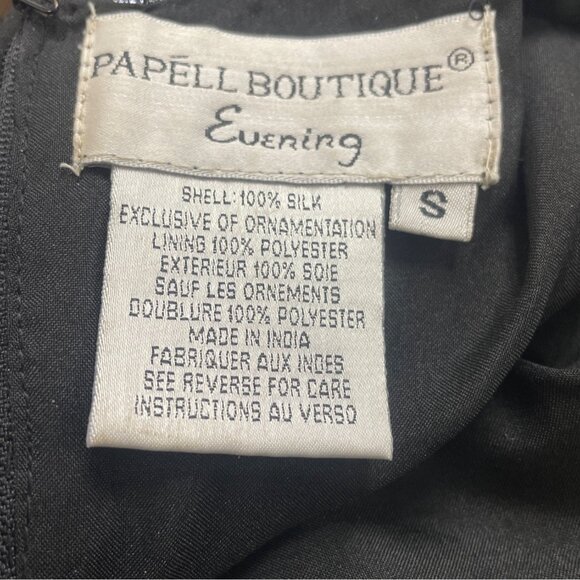 Papell Boutique Womens Black 100% Silk Beaded Embellished Evening Top Size S - Picture 7 of 9